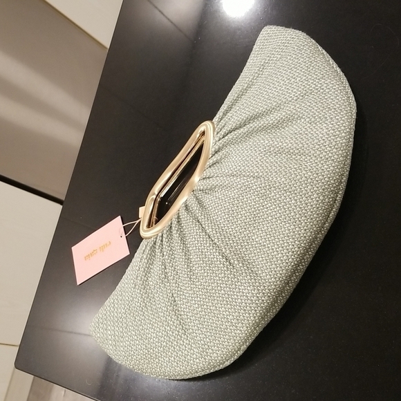 💕CULT GAIA💕 Jada Top Handle Clutch Bag Raffia ~ Mint Green NWT - Picture 11 of 16